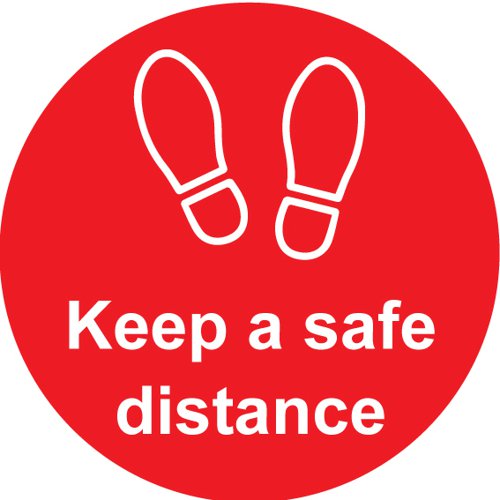 Spectrum Floor Graphic Keep A Safe Distance 400mm Red STP029