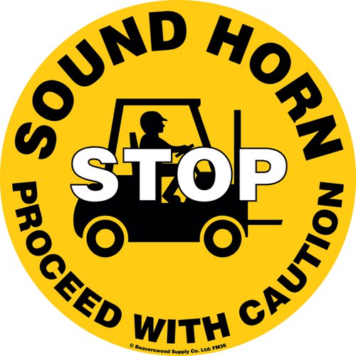 Beaverswood Graphic Floor Marker 430mm Stop - Sound Horn Proceed With Caution FM36