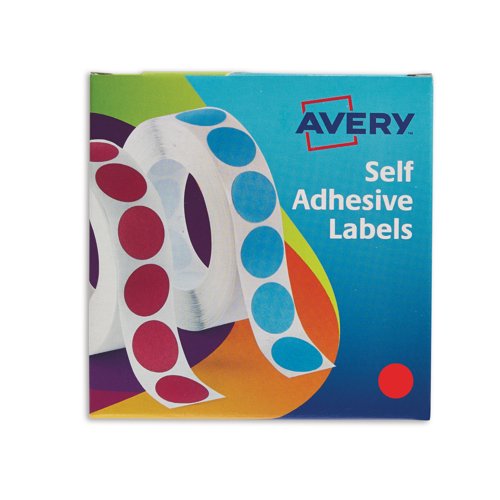 Avery Circle Label Roll 19mm Red (Pack 1120) 24-506