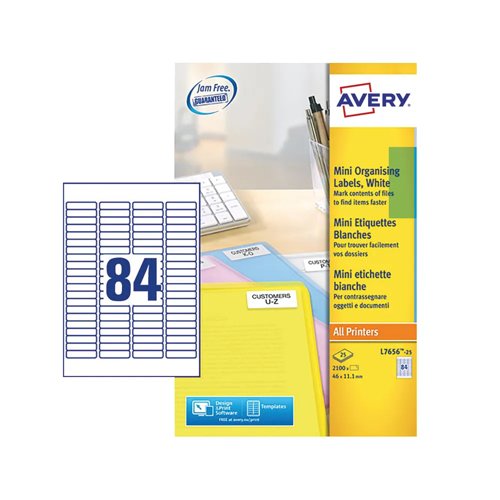Avery QuickPEEL Mini Laser Labels 46x11.11mm White (Pack 25) L7656-25