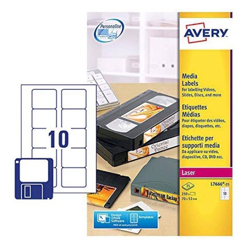 Avery Laser Media Label 70x52mm White (Pack 25) L7666-25