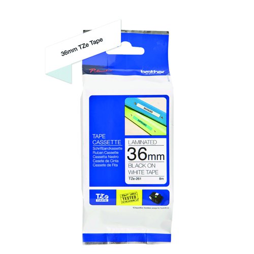 Brother P-Touch Label Tape 36mm Black on White TZe-261