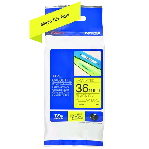 Brother P-Touch Label Tape 36mm Black on Yellow TZe-661