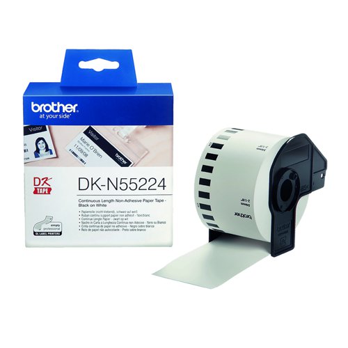 Brother Continuous Non-Adhesive Paper Roll Black on White 54mm DK-N55224