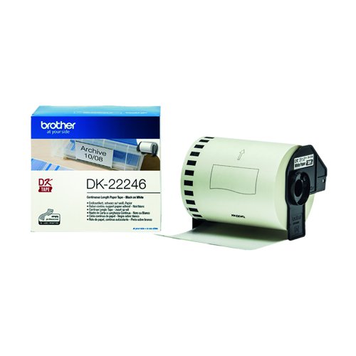 Brother Continuous Paper Label Roll Black on White 103mm DK22246
