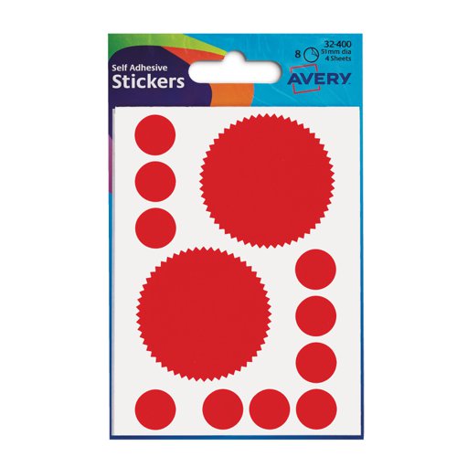 Avery Company Seal Label 51mm Red (Pack 8) 32-400