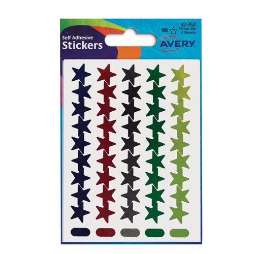 Avery Star Labels Packet 14mm Assorted (Pack 90) 32-352