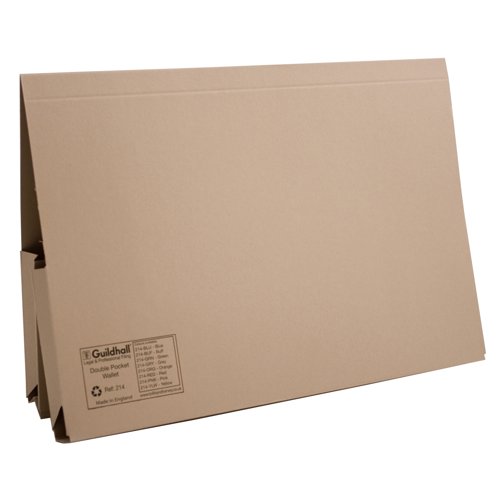 Guildhall Double Pocket Legal Wallets Foolscap Buff 214-BUFZ