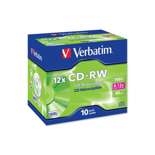 Verbatim CD-RW Jewel Case 8-12x Speed (10) 43148