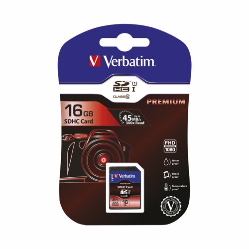 Verbatim SDHC Class 10 U1 Memory Card 16GB 43962