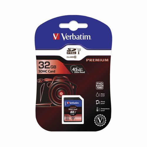 Verbatim SDHC Class 10 U1 Memory Card 32GB 43936