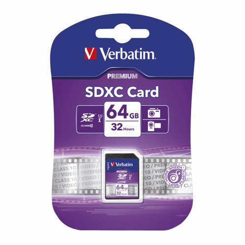 Verbatim Premium SDXC Class 10 U1 Memory Card 64GB 44024
