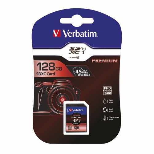 Verbatim Premium SDXC Class 10 U1 Memory Card 128GB 44025