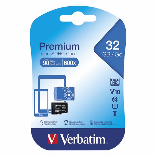 Verbatim Micro SDHC Class 10 Memory Card 32GB 44013
