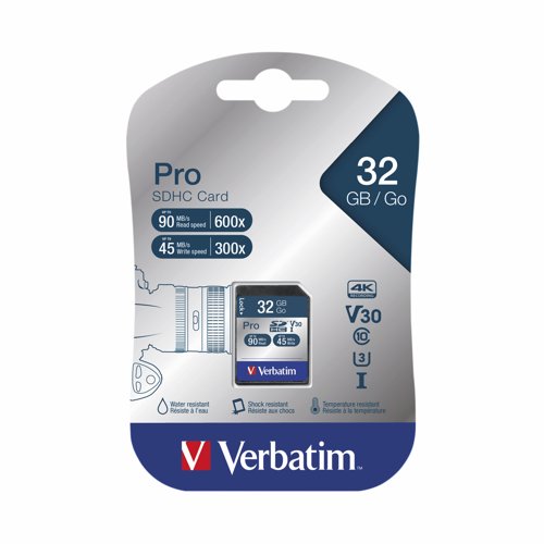 Verbatim Pro SDHC U3 Class 10 Memory Card 32GB 47021