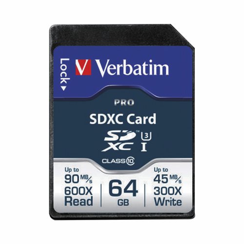 Verbatim Pro SDXC U3 Class 10 Memory Card 64GB 47022
