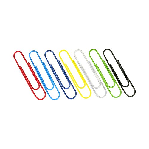 Paper Clips Large Assorted Colours 32mm (Pack 100)