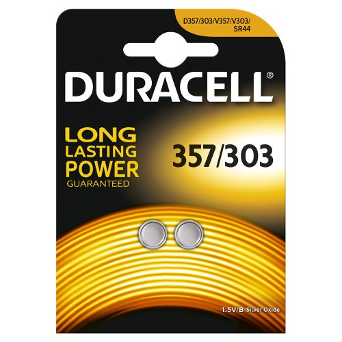 Duracell Silver Oxide Battery 1.5V 357/303 (Pack 2) 75072540