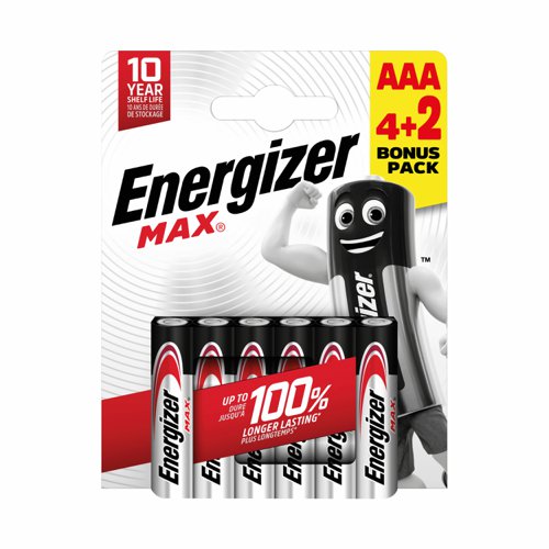 Energizer Max Battery AAA (Pack 4+2) E303328200
