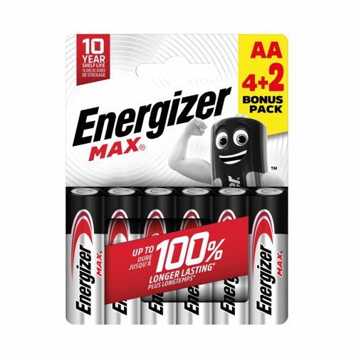 Energizer Max Battery AA (Pack 4+2) E303328500