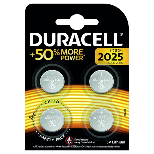Duracell Lithium Battery 3V DL/CR2025 (Pack 4) ECR2025