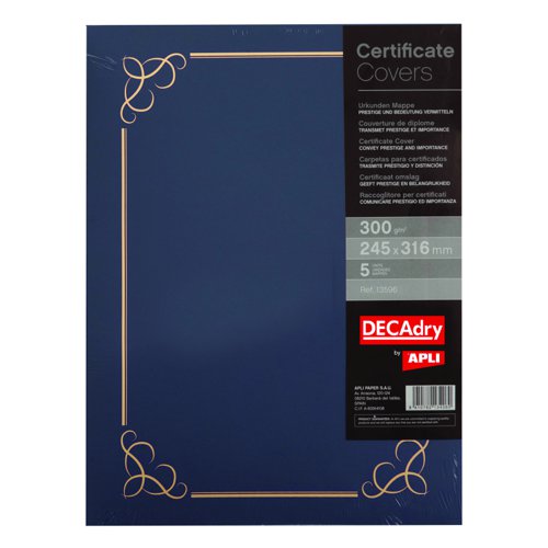 DECAdry Certificate Covers Blue (Pack 5)