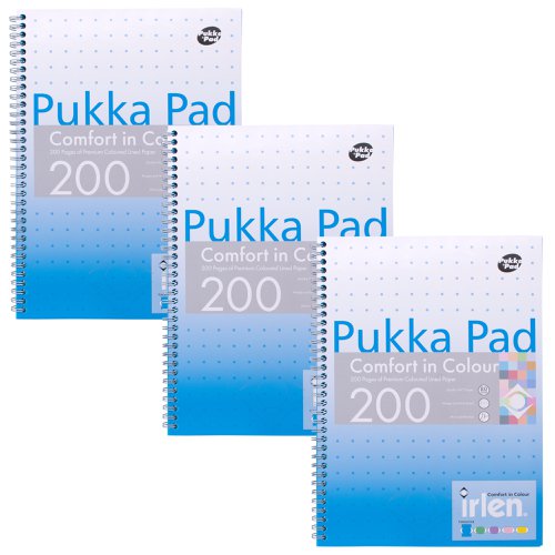 Pukka Pad Irlen Wirebound Jotta Notebook A4 200 Pages Turquoise (Pack 3) IRLJOTA4(TURQ)