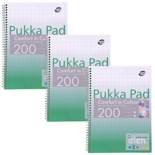 Pukka Pad Irlen Wirebound Jotta Notebook A4 200 Pages Green (Pack 3) IRLJOTA4(GREEN)