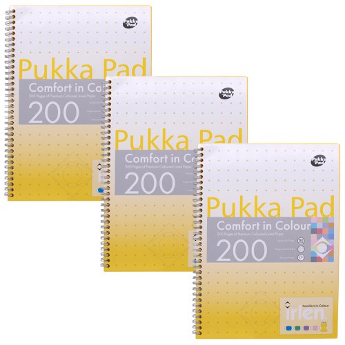 Pukka Pad Irlen Wirebound Jotta Notebook A4 200 Pages Gold (Pack 3) IRLJOTA4(GOLD)