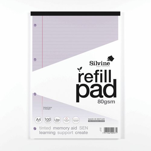 Silvine Tinted SEN Refill Pad A4 100 Pages Lilac (Pack 6) A4RPTINV