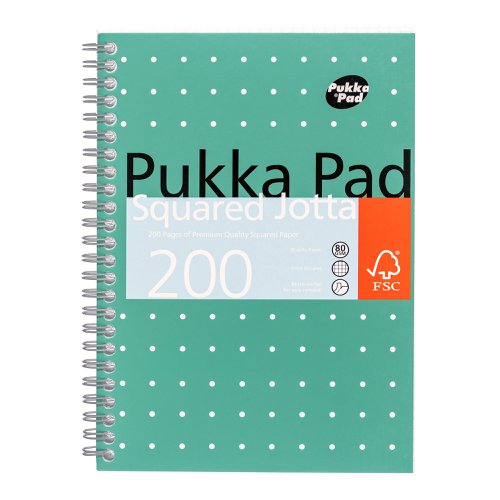 Pukka Pad Metallic Jotta Notepad Wirebound Squared A5 200pages Green JM021SQ
