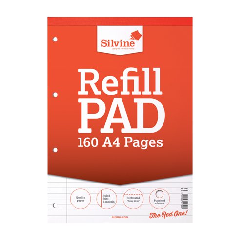 Silvine Refill Pad A4 Feint Ruled & Margin 75gsm 160pages A4RPFM