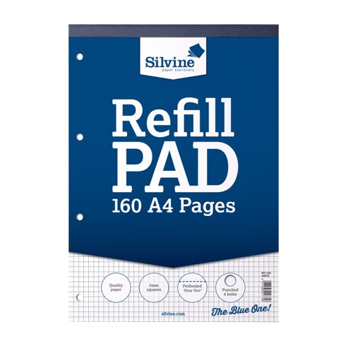 Silvine Refill Pad A4 Graph 5mm 75gsm 160pages A4RPX
