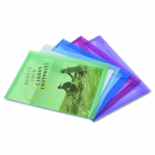 Rapesco ECO Popper Wallet A4 Bright Assorted Colours 1039