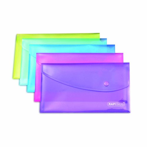 Rapesco Popper Wallet A5 Bright Assorted Colours (Pack 5) 0689