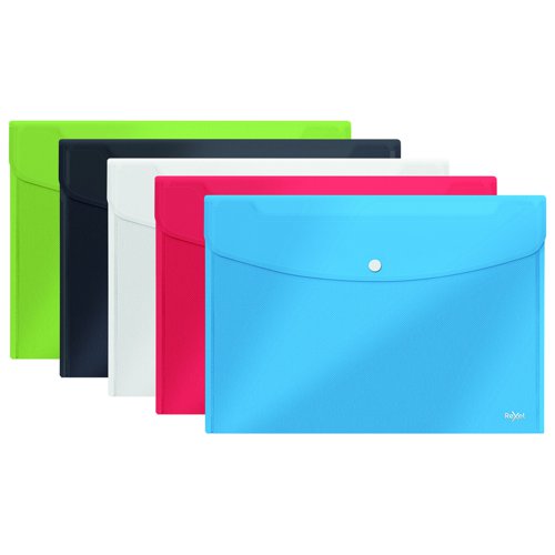 Rexel Choices Popper Wallet Polypropylene A4/Foolscap Assorted Colours (Pack 5)