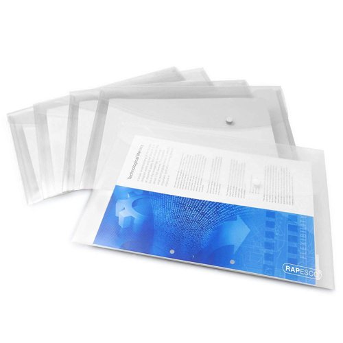 Rapesco Popper Wallets A4+ Clear (Pack 5) 0695