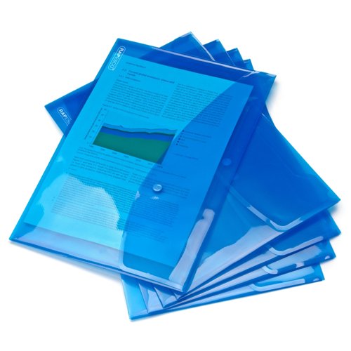 Rapesco Popper Wallets A4+ Blue (Pack 5) 0687