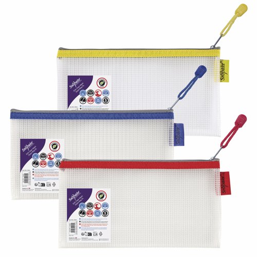 Snopake EVA Mesh Zippa Bag DL Assorted Colours (Pack 3) 15817