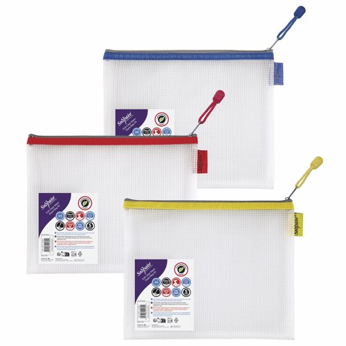 Snopake EVA Mesh Zippa Bag A5 Assorted Colours (Pack 3) 15818