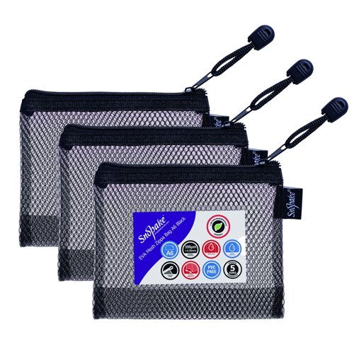 Snopake EVA Black Mesh Zippa Bag A6 (Pack 3) 15878