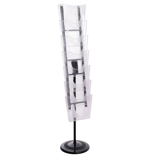 Literature Pocket Floor Stand Unit Portrait 7xA4 Crystal CP082