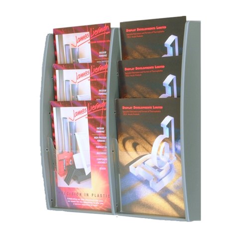 Literature Wall Display 6 Pocket A4 Grey
