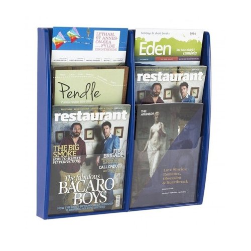 Literature Wall Display 6 Pocket A4 Blue