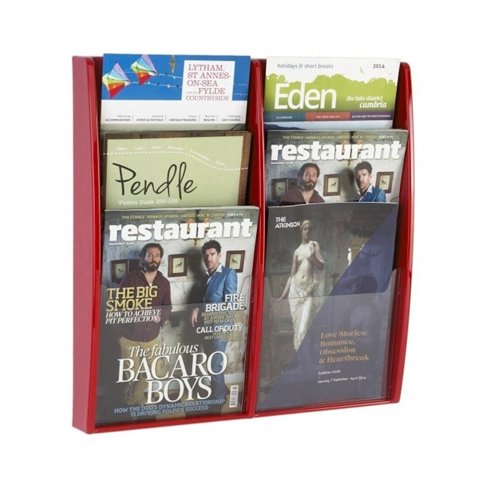 Literature Wall Display 6 Pocket A4 Red