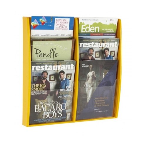 Literature Wall Display 6 Pocket A4 Yellow