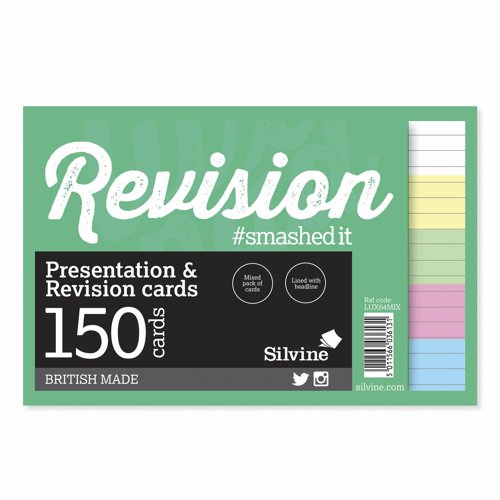 Silvine Presentation & Revision Cards (Pack 150) LUX64MIX