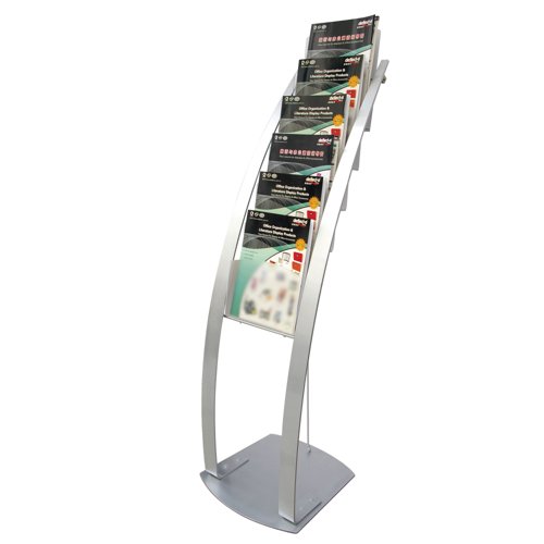 Floor Standing Display Stand 6 Pocket Silver DE693145