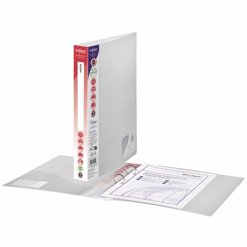 Snopake 100% Recycled RingBinder 2 O-Ring 25mm A4 Clear 10183