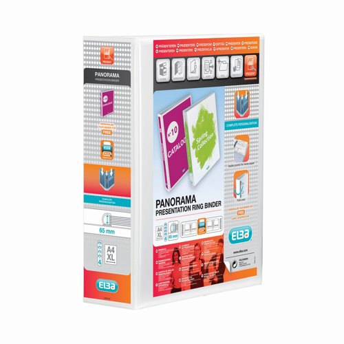 Elba Panorama Presentation Ring Binder 4-Ring A4 65mm White 400008673